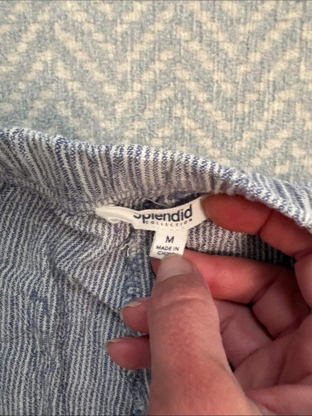 Splendid Women's Blue Striped Cropped Drawstring Linen-Blend Pants - Picture 2 of 4